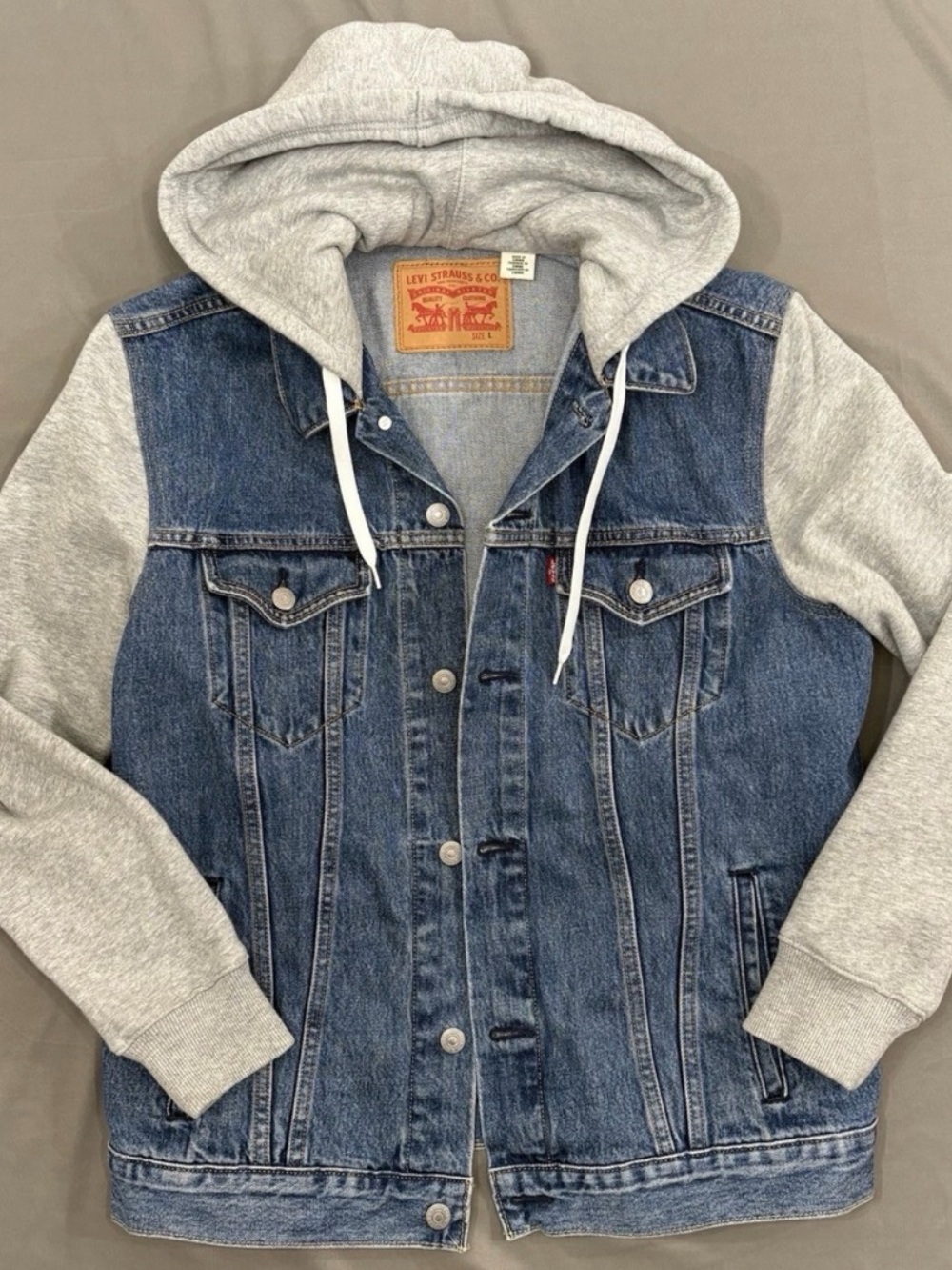 Levi's Womems Hybrid Trucker Jacket Blue Denim Small
